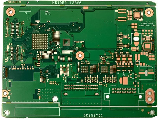 Populated board with high-density surface-mount components on a white background